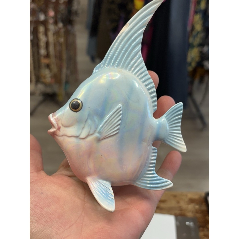 Vintage Set 3 Norcrest Or Ceramicraft Ceramic Iridescent Fish Wall Decor Pink - Picture 4 of 11